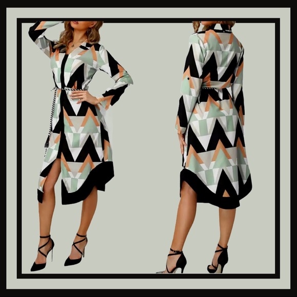 Button Front Long Sleeve Collared Midi Dress NWT - Picture 1 of 9